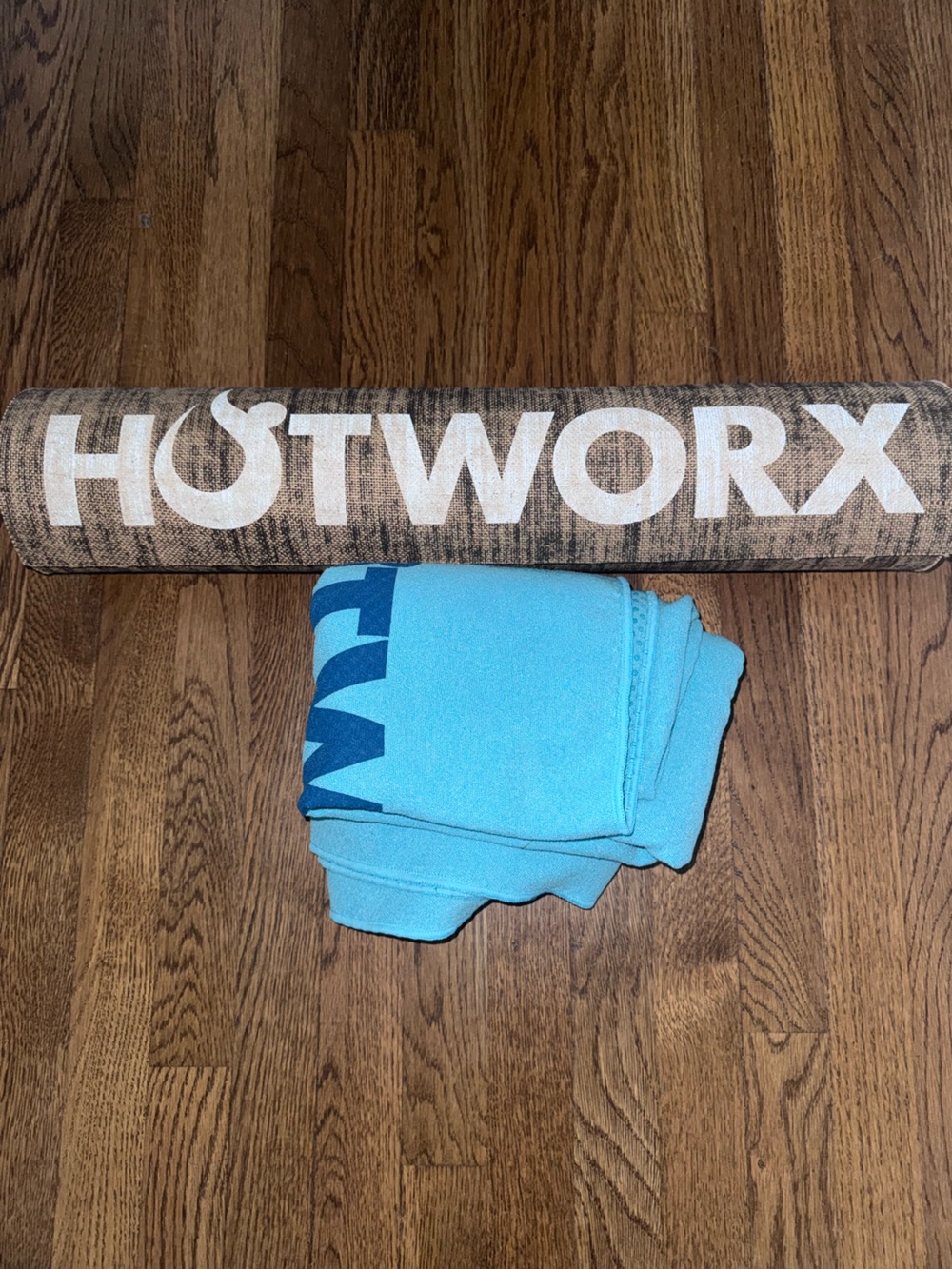 Hotworx Mat and Aqua Blue Towel